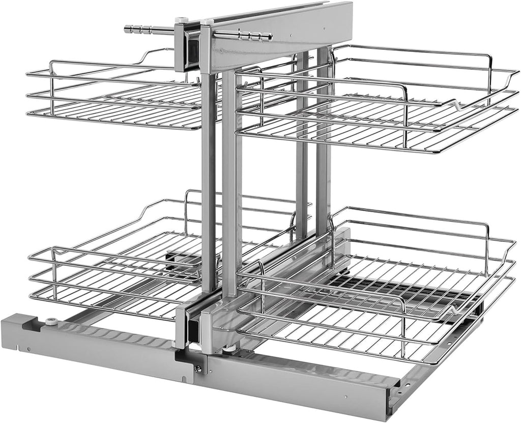 Rev-A-Shelf Dual Tier Pull Out Shelf Organizer for Blind Corner Cabinets w/Soft Close, 15", 4 Shelves, Chrome, 5PSP-15SC-CR - FREE DOMESTIC SHIPPING