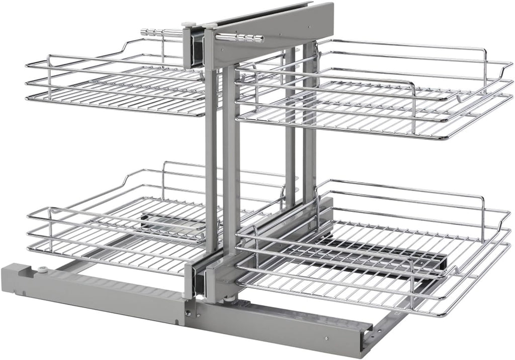 Rev-A-Shelf Dual Tier Pull Out Shelf Organizer for Blind Corner Cabinets w/Soft Close, 18", 4 Shelves, Chrome, 5PSP-18SC-CR - FREE DOMESTIC SHIPPING